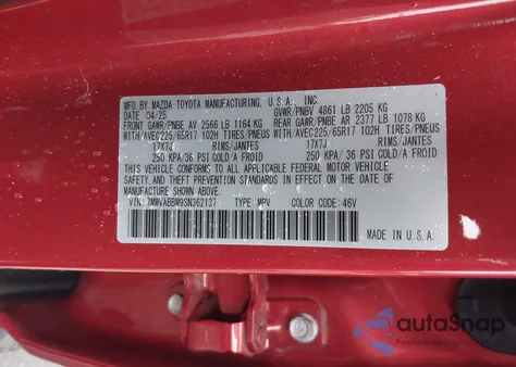 2025 Mazda Cx-50 2.5 S Preferred Package from USA, damaged, VIN 7MMVABBM9SN362137